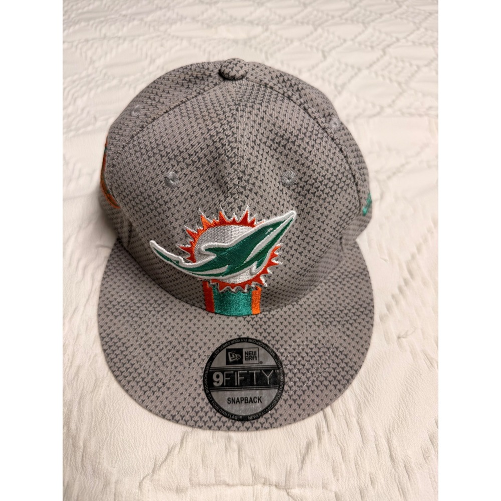 New Era 9FIFTY Miami Dolphins Hat Grey NFL Snapback AFL 50th Anniversary Patch